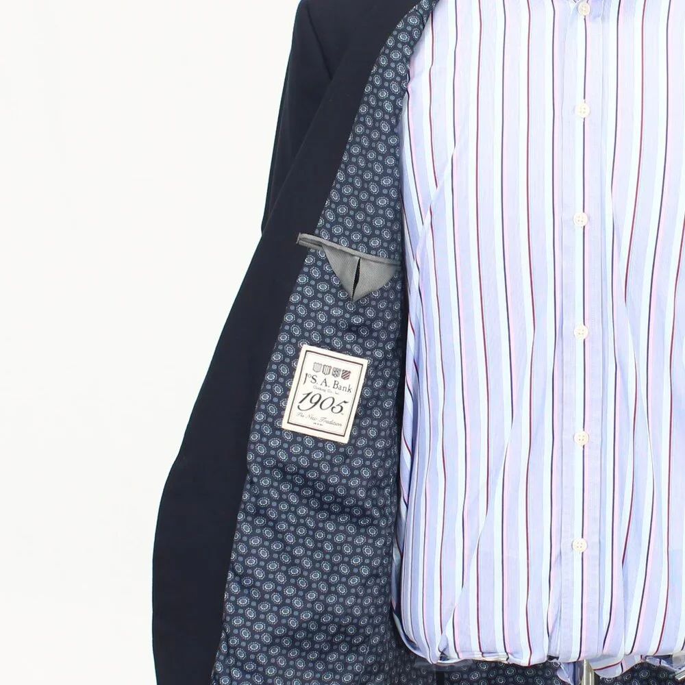 Jos. A. Bank 42R Navy Solid 2-Button Sport Coat Blazer Jacket T695